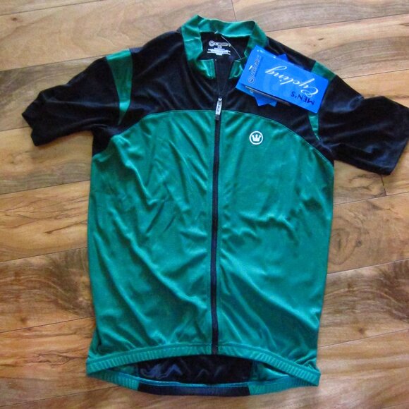 NWT- CANARI Men's Green/ Black Cycling Jersey size M - Picture 1 of 9